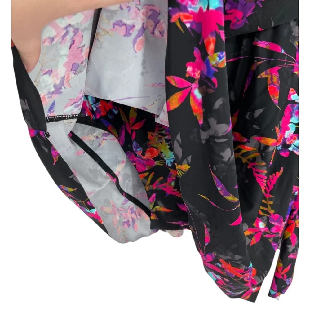 Unbranded Swim Dress Women's Size XL Black Floral Tropical Resort